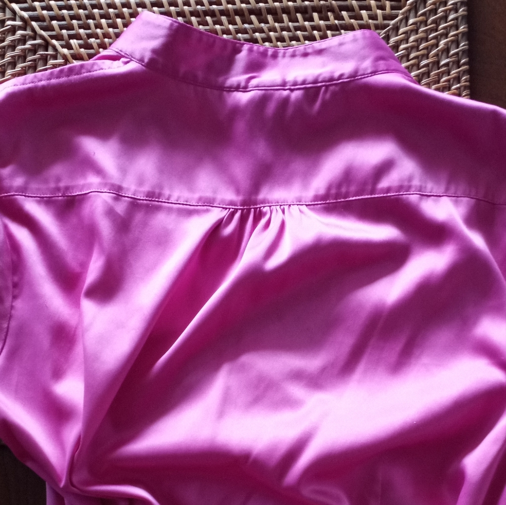 Express Satin Wrap Blouse in Bright Pink - Picture 8 of 12